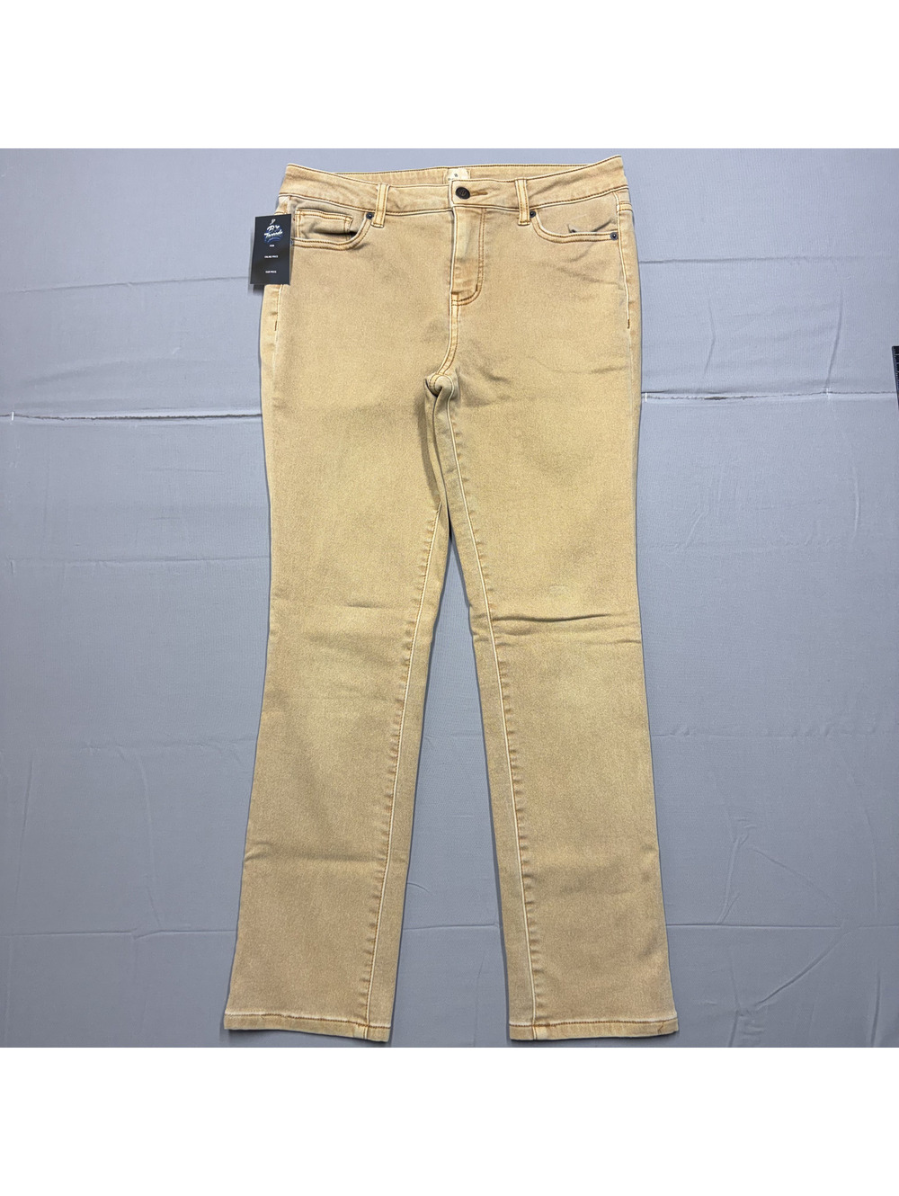 Dressbarn Women Straight Leg Colored Denim Jeans Size 8 Petite Tan Mustard